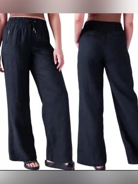 Athleta Cabo Linen Wide Leg 2T Tall Pants